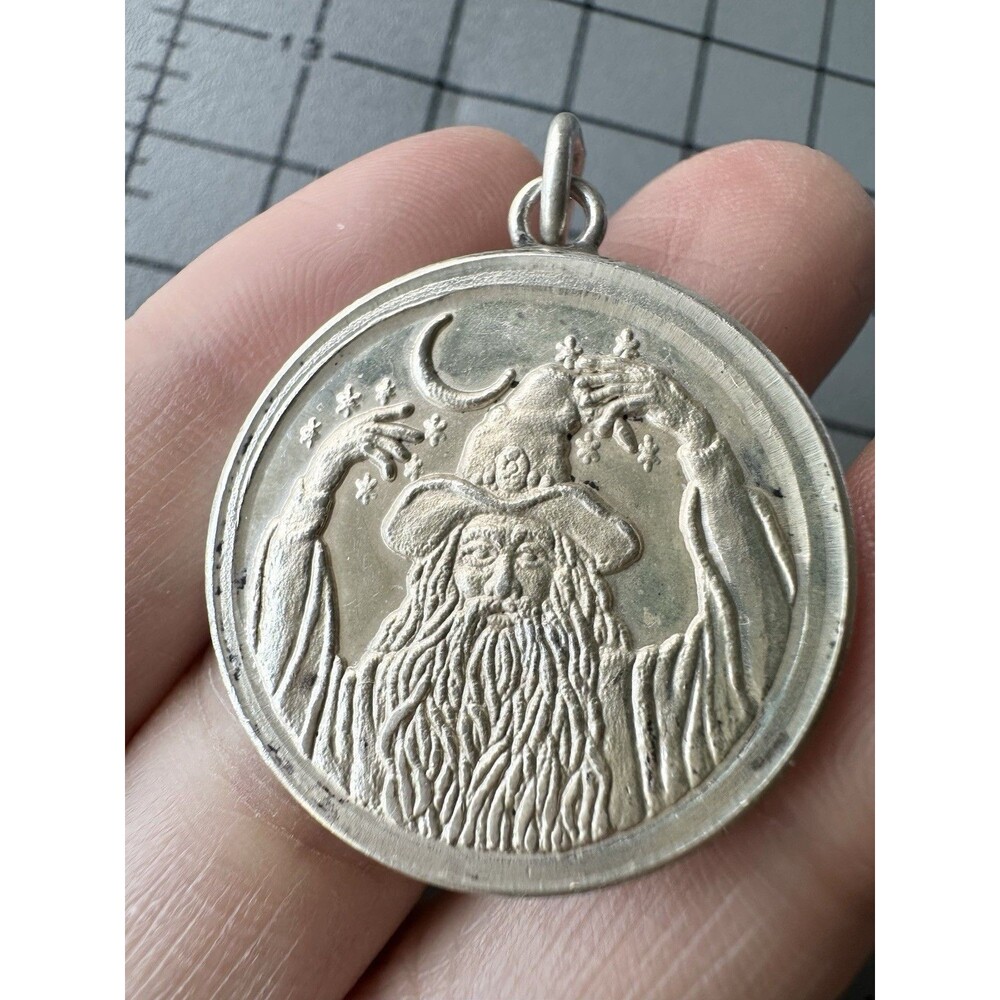 999 Silver Wizard Pegasus Reversible Medallion Pendant